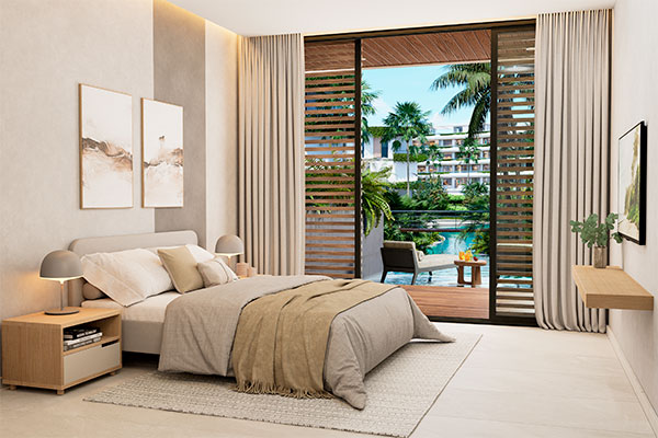 Habitación de lujo con vista a la piscina